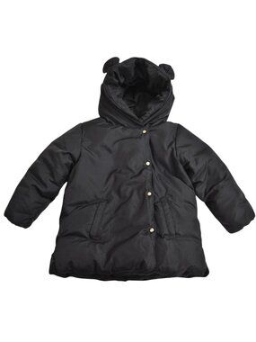 Zara Down Black Puffer Jacket Snap  Button Kids Size 4-5